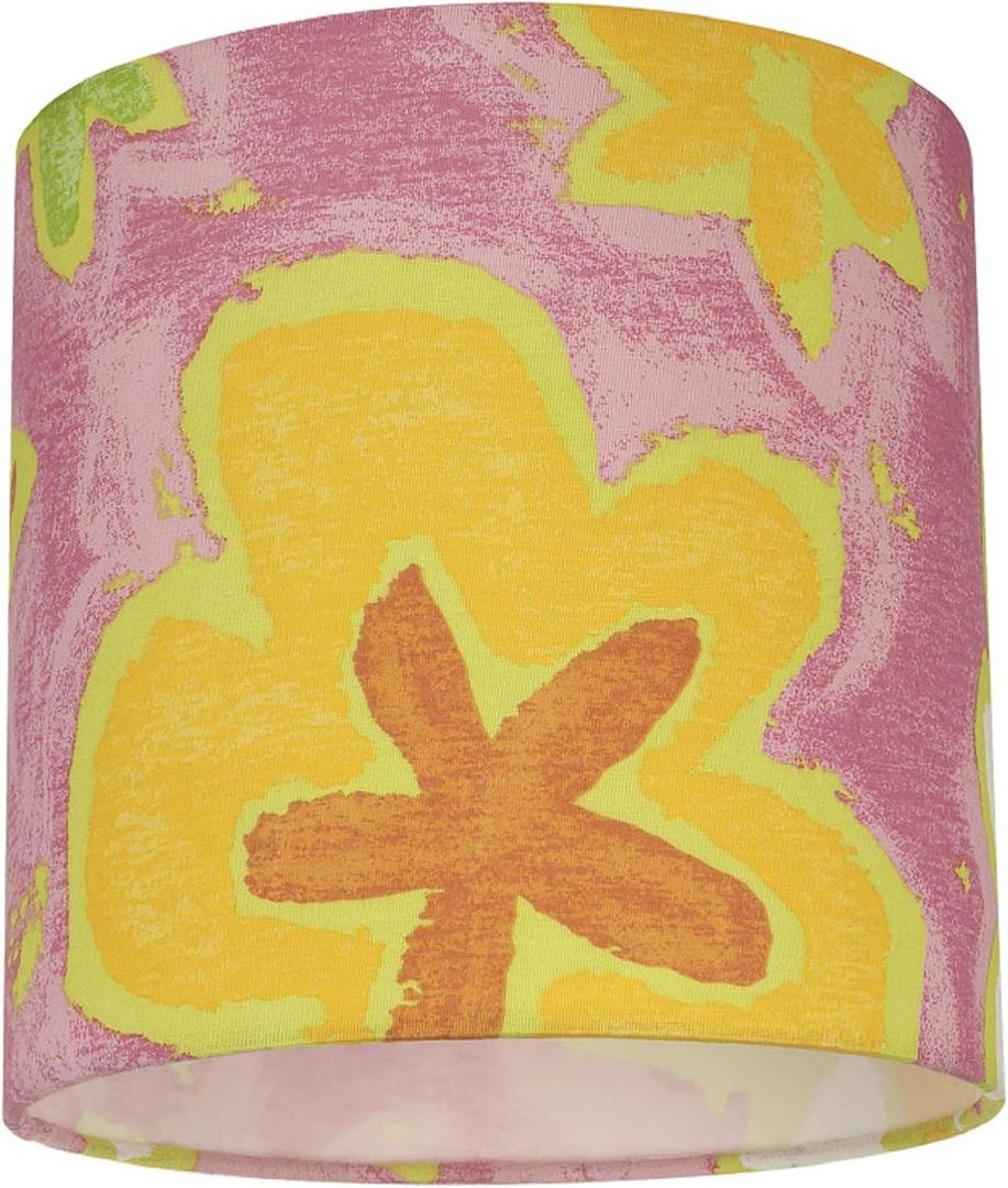 Aspen Creative 31061A, Transitional Drum (Cylinder) Shaped Spider Construction Lamp Shade in Pink with Flowers, 8" wide (8" x 8" x 8")