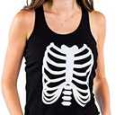 Tipsy Elves Halloween Women’s Skeleton Costume Shirt - Cute and Spooky Adult Womens Skeleton Tops - Front Printed Ribcage 1X