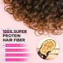 REECHO Curly Hair Extensions - 4PCS 18" GoGo Curly Clip in Hair Extensions 100% Super Protein Hairpieces with Invisible Lace Weft Silky Soft Natural Look for Women - Chocolate Brown with Lighter Ends