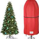 Upright Christmas Tree Storage Bag, Oxford Fabric Tear-Resistant Adjustable Xmas Tree Storage Bag for 6 FT Assembled Tree Standing with Ornaments, Christmas Tree Cover Waterproof (Red)