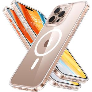 TORRAS Magnetic Shockproof for iPhone 16 Pro Max Case, [4X Military-Grade Protection] [Compatible with MagSafe] Translucent Case for iPhone 16 Pro Max Anti-Scratch Guardian 6.9", Clear