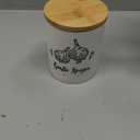 LYEOBOH Garlic Keeper, Garlic Storage, Garlic Holder, Large Ceramic Garlic Keeper with Wooden Lid, Garlic Jar, Garlic Storage Container, White