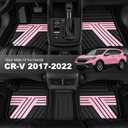 All Weather Rubber Floor Mats for Honda CR-V 2017-2022 (Gasoline & Hybrid) | Custom Fit Heavy Duty Anti-Slip Car Mats for CR-V, 1st & 2nd Row, Black & Pink