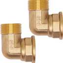 2pcs Brass Pipe Fitting 90 Degree Elbow 1" NPT Male to 1" NPT Female Pipe Fittings