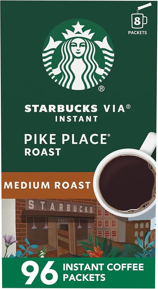Starbucks VIA Instant Coffee Packets, Single Serve, Medium Roast Coffee, Pike Place Roast, 96 Packets ​, Best Before 11/19/2026