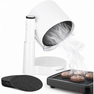 Portable Range Hood Ductless Kitchen Exhaust Fan, 3-Speed Desktop Exhaust Fan with Adjustable Height, Low-Noise Smoke Control for Apartments, Indoor BBQ, RV & Dorm