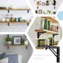12 Inch Folding Shelf Brackets, 4 Pack (2 Pairs) Heavy Duty Metal Collapsible Wall-Mounted Brackets, Space-Saving DIY Foldable Shelf for Benches and Tables, Matte Black