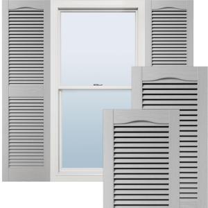 Ekena Millwork Lifetime Vinyl LL1S14X05500PG Standard Cathedral Top Center Mullion, Open Louver Vinyl Shutters, w/Installation Shutter-Lok's & Matching Screws (Per Pair), 14 1/2"W x 55"H, Paintable, 14.5-in. W x 55-in. H