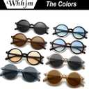 Retro Round Sunglasses for Men Womens Vintage Trendy Circle Sunglasses Costume Cosplay Sun Glasses UV400 Protection (Grey/Transparent Grey)