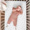 Mini Crib Sheets for Baby Boy Girl 2 Pack, Neutral Mini Crib Mattress Sheet 24" x 38", Muslin Nursery Bedding Soft and Breathable Comfort (Bluebell Bloom & Light Blue)