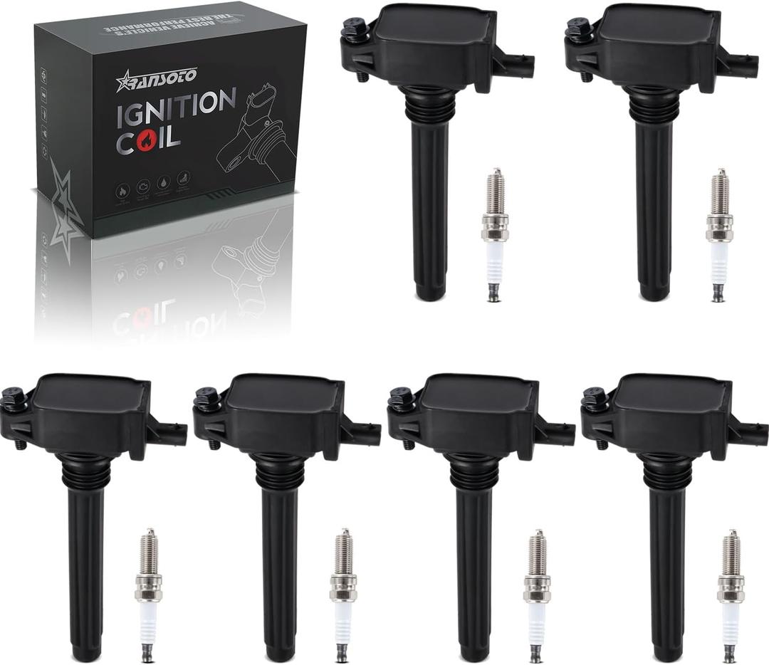 RANSOTO UF648 Ignition Coil Pack with Iridium Spark Plug 97390 Compatible with 3.6L Chrysler 200 300 Town & Country Dodge Challenger Charger Durango Grand Caravan RAM 1500 ProMaster Jeep Wrangler