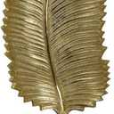 Boki 22 Inch Tabletop Decoration, Gold Leaf Sculpture, White Round Base