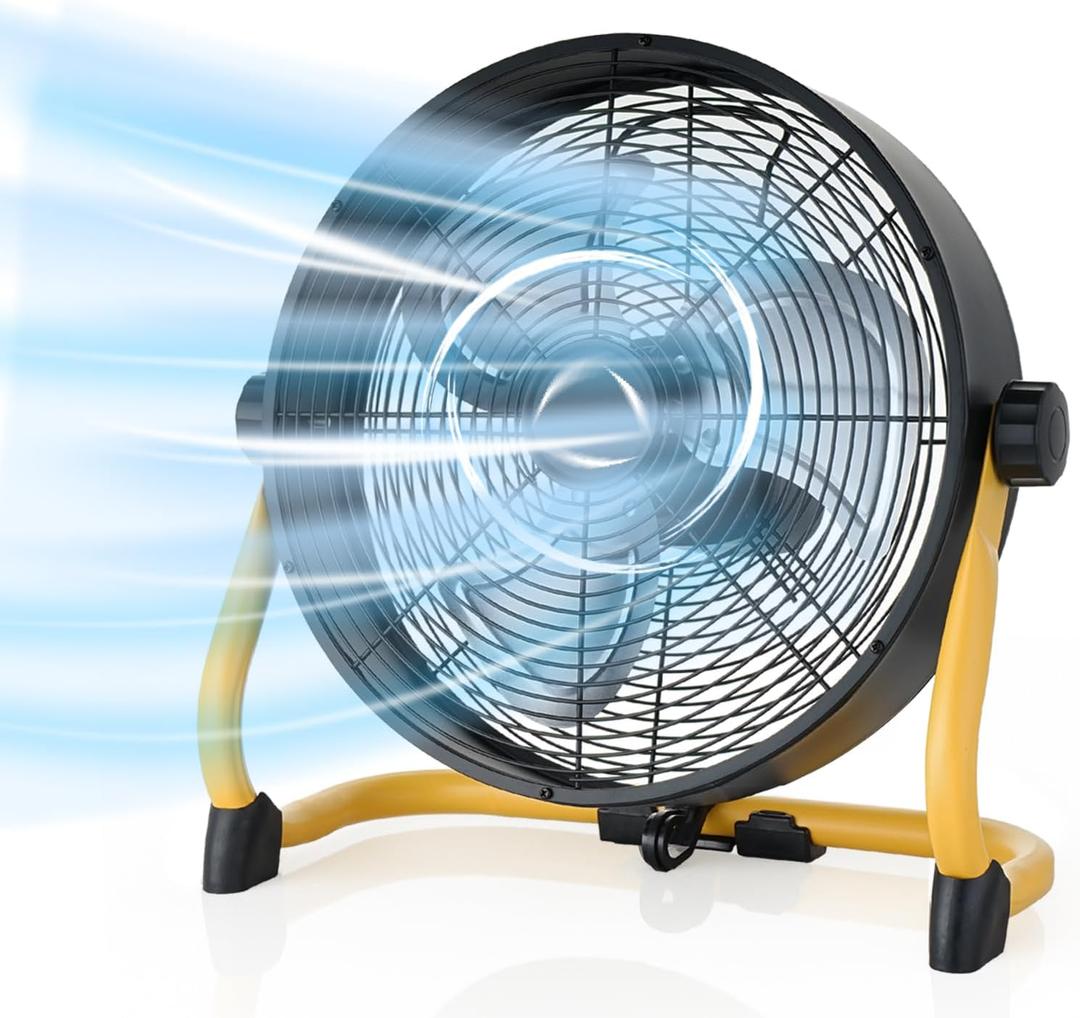 15" Battery Operated Fan Rechargeable Powered,20H Run Time 12 Wind Speed,Cordless High Velocity Metal Blade Portable Fan for Camping Travel Patio Tent Indoor Outdoor 360 Tilt