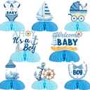 Kreatwow Nautical Baby Shower Party Decorations Ahoy Its A Boy Welcome Baby Honeycomb Centerpieces Watercolor Nautical Baby Shower Table Decorations Ocean Gender Reveal Birthday Party Supplies