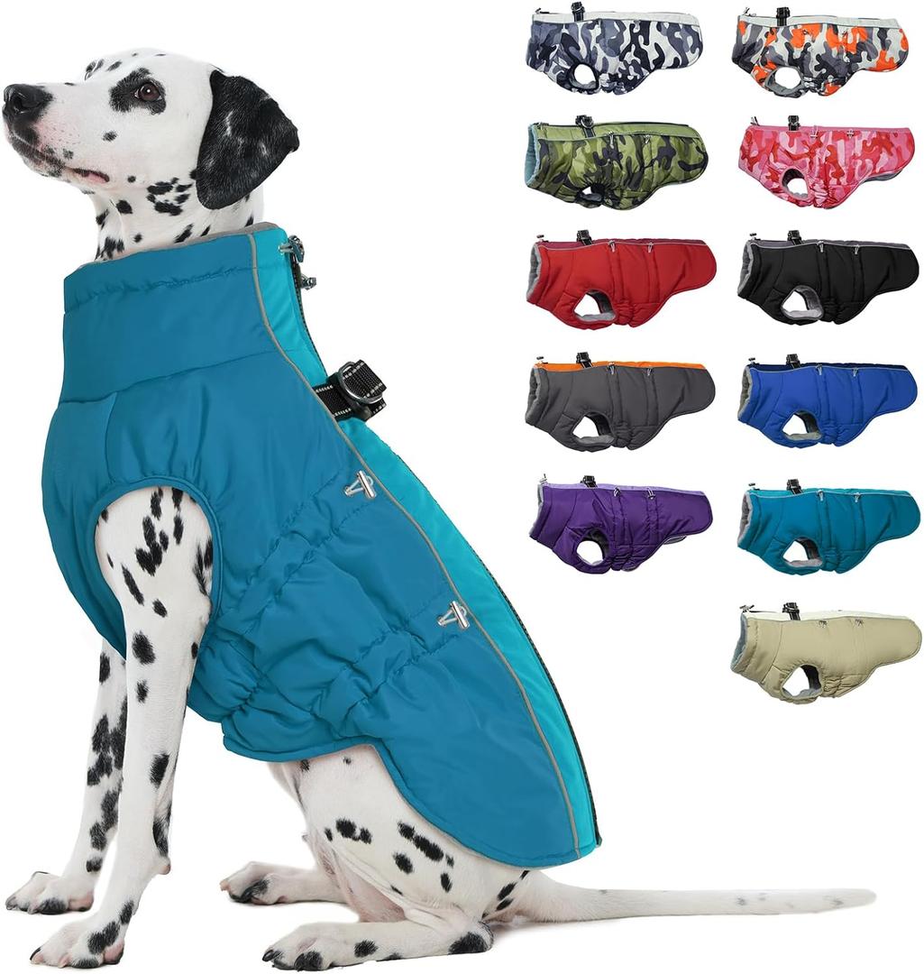 Medium Dog Winter Jacket - Warm Reflective Water-Resistant Snowsuit for Medium Dogs, Green (Medium (Chest: 20.9"))