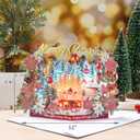 10 x Pop Up Christmas Cards, 3D Paper Woodland Winter Popup Holiday Greeting Card with Lights and Music for Family Friends in Christmas Holiday New Year - Includes Envelop and Note Card