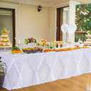 Besutolife White Tablecloth for 8 Foot Rectangle Tables Tulle Table Skirt for Birthday Party Dining Table Buffet Parties Camping (96" x 30" (Rectangular))