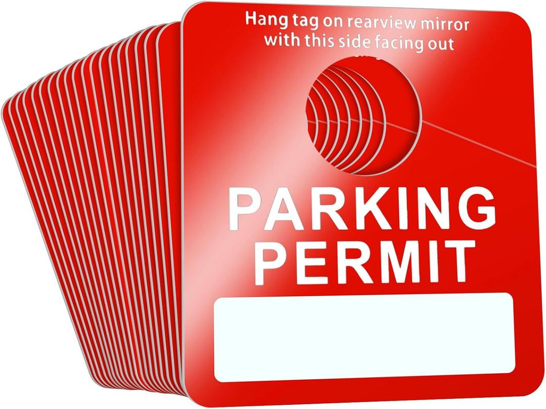 Remerry 500 Pack Parking Permit Hang Tags Bulk 3 x 2.75 Inch Temporary Parking Passes Pass Tickets, Plastic Placards PVC Tag for Rearview Mirror(Red)