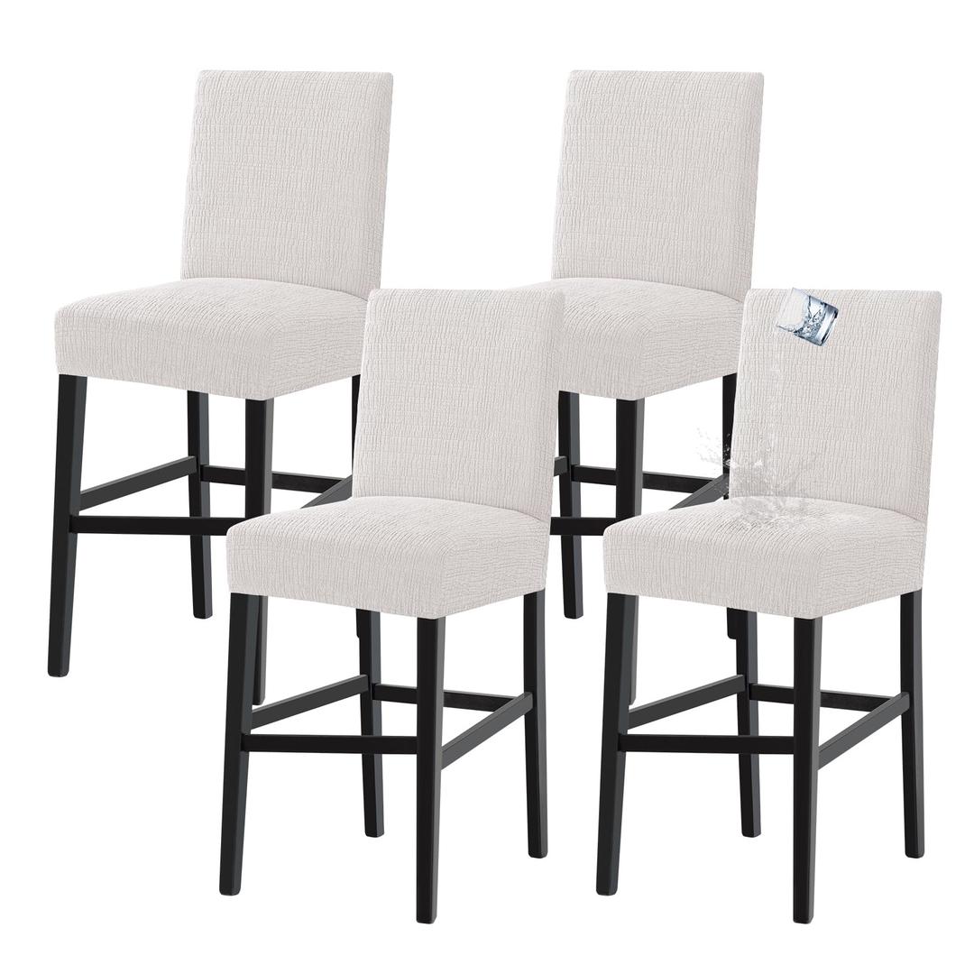 Turquoize 100% Waterproof Bar Stool Cover Stretch Washable Barstool Seat Covers Set of 4, Removable Bar Chair Covers with Backs, Counter Height Chair Cover for Kitchen Dining Room Cafe (4, Pale Oak)