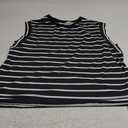 Beautife Womens Plus Size Cap Sleeve Tank Tops Casual Summer Striped T Shirts Crew Neck Loose Fit Tees Black XXL