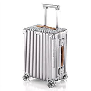 Varyleap Carry On Luggage with Spinner Wheels and TSA Approved Hard Shell Suitcase with Aluminum Frame Zipperless Lightweight Luggage for Business Travel (Silver, 20in)