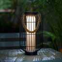 Pearlstar Large Solar Powered Lantern Outdoor-Heavy Duty Metal Hanging Lights Decorative Solar Table Lamp Waterproof for Outside Patio Yard Garden Porch Tabletop Decor (Black)