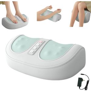 Foot Massager with Heat, with 3 Intensity Levels Shiatsu Kneading, with Massage Roller, Dual-Frequency Red Light 107.6°F Constant Temperature, Ideal for Feet Care and Pain Relief at Home, Office﻿ (Green)