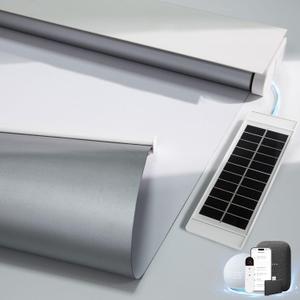 Motorized Blinds with Remote, Smart Blinds with Solar Panel, Thermal Blackout Electric Blinds, Automatic Blinds for Windows Compatible White 34" W x 72" H