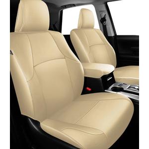 FREESOO for Toyota 4Runner Seat Covers 2011-2024, Custom Leather Seat Covers for Cars, Luxury Car Seat Covers Full Set, Waterproof Car Seat Cushion Protector, Beige ONLY FIT 3-Row 7 Seats Model