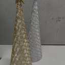 Juegoal Lighted Christmas Table Decorations with Star and 10 LED Lights Battery Operated, Indoor Xmas Thanksgiving Holiday Wedding Party Tabletop Desk Ornament, Set of 2 (Gold, Silver)