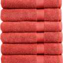 Pleasant Home Bath Towels Set of 6 (24” x 50”) 100% Cotton, 515 GSM | Lightweight, Soft & Highly Absorbent Luxury Towels for Bathroom | for Gym, Pool & Spa | 6 Pack, Red
