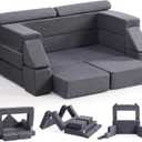 ROBOTIME Modular Play Couch for Kids  Convertible Foam Toddler Sofa for Boys & Girls, Kids Couch for Playroom & Bedroom, Versatile Building Sofa for Forts and Reading Nooks (Space Grey)