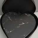 Glenmal 3 Pcs Father's Day Heart Shaped Gift Boxes with Lids 100g Shredded Paper Fill Nesting Heart Flower Boxes for Wedding Birthday Baby Showers Present Packaging(Black Marble)