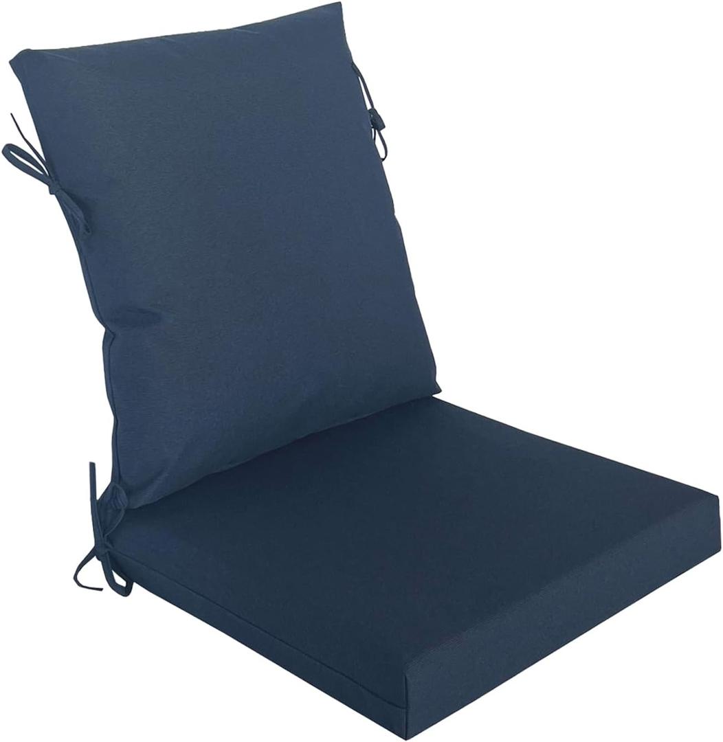 COZYVIDA Outdoor Seat Cushion, Set of 1, 20" x 42",Water-Proof, UV-Resistant 1000+ Hrs, 30D Foam with Recycled Fiber Fill, YKK Zippers, Navy Blue-TPU