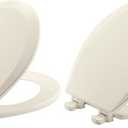 Bemis 500EC Durable Wood Toilet Seat with Easy Clean Hinges, Made in USA, Round, Biscuit (Pack of 2)