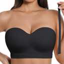 SHAPELLX Strapless Bras for Women Seamless Wireless Bandeau Bra Padded Tube Bra Non-Slip Convertible Bralette, XL