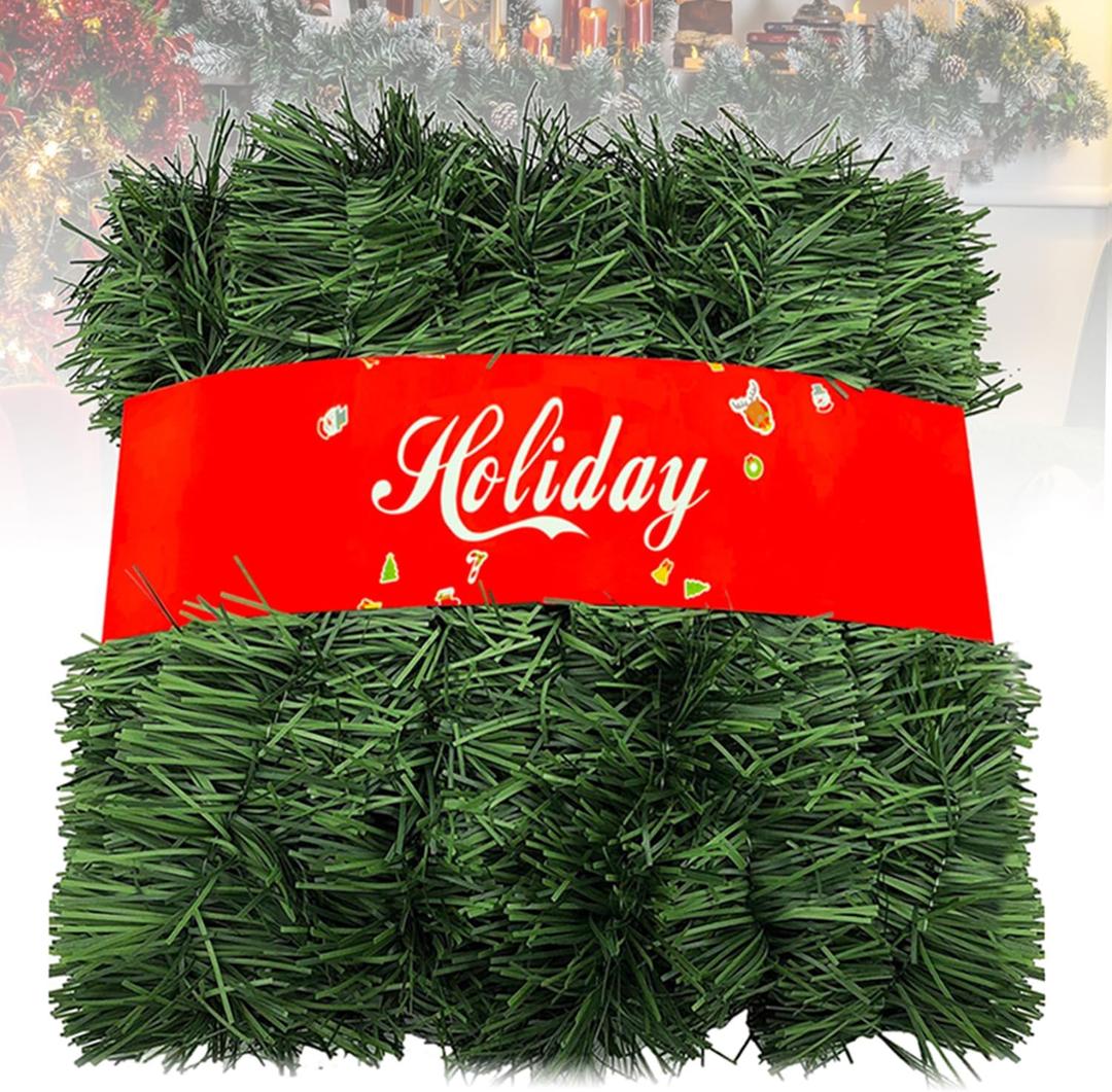 50 Ft Christmas Garland Decoration: Artificial Garland Non-Lit Soft Greenery Holiday Decor Outdoor or Indoor - Used Christmas Wedding Party