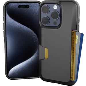 Smartish iPhone 15 Pro Wallet Case - Wallet Slayer Vol. 1 [Slim + Protective] Credit Card Holder - Drop Tested Hidden Card Slot Cover Compatible with Apple iPhone 15 Pro Case Wallet - Black Tie Affair