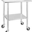 Hally Stainless Steel Table for Prep & Work 24 x 30 Inches with Caster Wheels, NSF Commercial Heavy Duty Table with Undershelf and Galvanized Legs for Restaurant, Home and Hotel