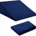 Horbaunal Navy Blue Bed Wedge Pillow Cover with Zipper Design, Wedge Pillowcase Protector with Side Pocket for Storage, 25" L x 25" W x 10" H (Pillow Not Include)