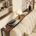 SUPERJARE 70 Inch Console Table with Outlet, Sofa Table with Charging Station, Narrow Entryway Table, Skinny Hallway Table, for Living Room, Rustic Brown