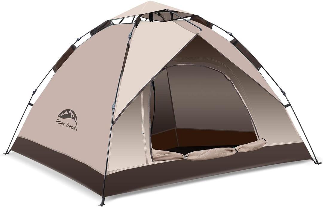 Happy Travel 2 Person Camping Tent, Instant Easy Pop Up Tents for Camping | Easy Set Up Tent, Automatic Waterproof Family Camping Tent, Portable Windproof Dome Tent for Camping Hiking & Traveling