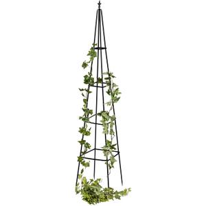 Evergreen Metal Garden Obelisk Trellis for Climbing Plants Outdoor, Indoor Plant Trellis for Potted Plants, Floral Pattern Arch Trellis (Black, 6 ft. Pyramid)