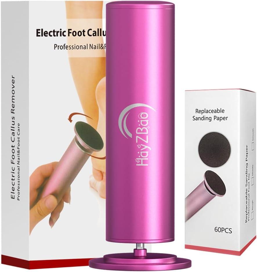 Electric Foot Callus Remover - Electric Callus Remover for Feet,Adjustable Speed Foot Scrubber with 60 Pcs Sandpaper Discs,Professional Pedicure Tool for Dead Skin and Calluses - Matte Purple
