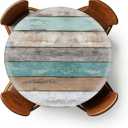 Round Fitted Tablecloth with Elastic Outdoor Tablecloth for 36" - 44" Tables Waterproof Round Table Cover for Indoor Dinner, Picnic, Camping, Yard (Vintage Woodgrain)