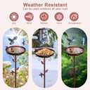 Metal Bird Bath for Outside with 2 Bird Decor, Hummingbird on Pole & Sparrow on Bowl, 38.5 Inch Height Garden Birdbath, 12 Inch Antique Bronze Freestanding Birdfeeder Bath for Yard Patio