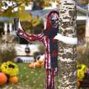 Halloween Tree Wrapping Scary Clown Decorations, 51.2" Horror Clown Hugging Tree Decoration Outdoor for Halloween Lawn Patio Porch Post Scary Clown Party Supplies Haunted House Props