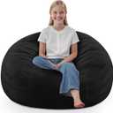 SIMFLAG 2FT Bean Bag Chair, Comfy Bean Bag Chairs with Memory Foam Filled, Fluffy Beanbag Sofa with Dutch Velvet Cover, Teardrop BeanBag Chairs for Living Room, Playroom  Black