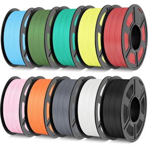 High Speed PLA 3D Printer Filament 10kg Bundle Matte PLA Filament 1.75mm for High Speed 50-600mm/s, Black+ White+ Gray+ Blue+ Orange+ Pink+ Red+ Green+ Olive Green+ Yellow