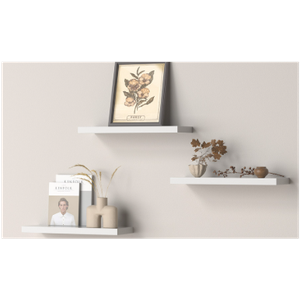 AMADA HOMEFURNISHING Floating Shelves, Wall Shelves for Bathroom/Living Room/Bedroom/Kitchen Decor, White Shelves with Invisible Brackets Set of 3 - AMFS08 | AMADA HOMEFURNISHING, Floating Shelves, Wall Shelves, for Bathroom, for Living Room, for Bedroom (15.7 Inches)